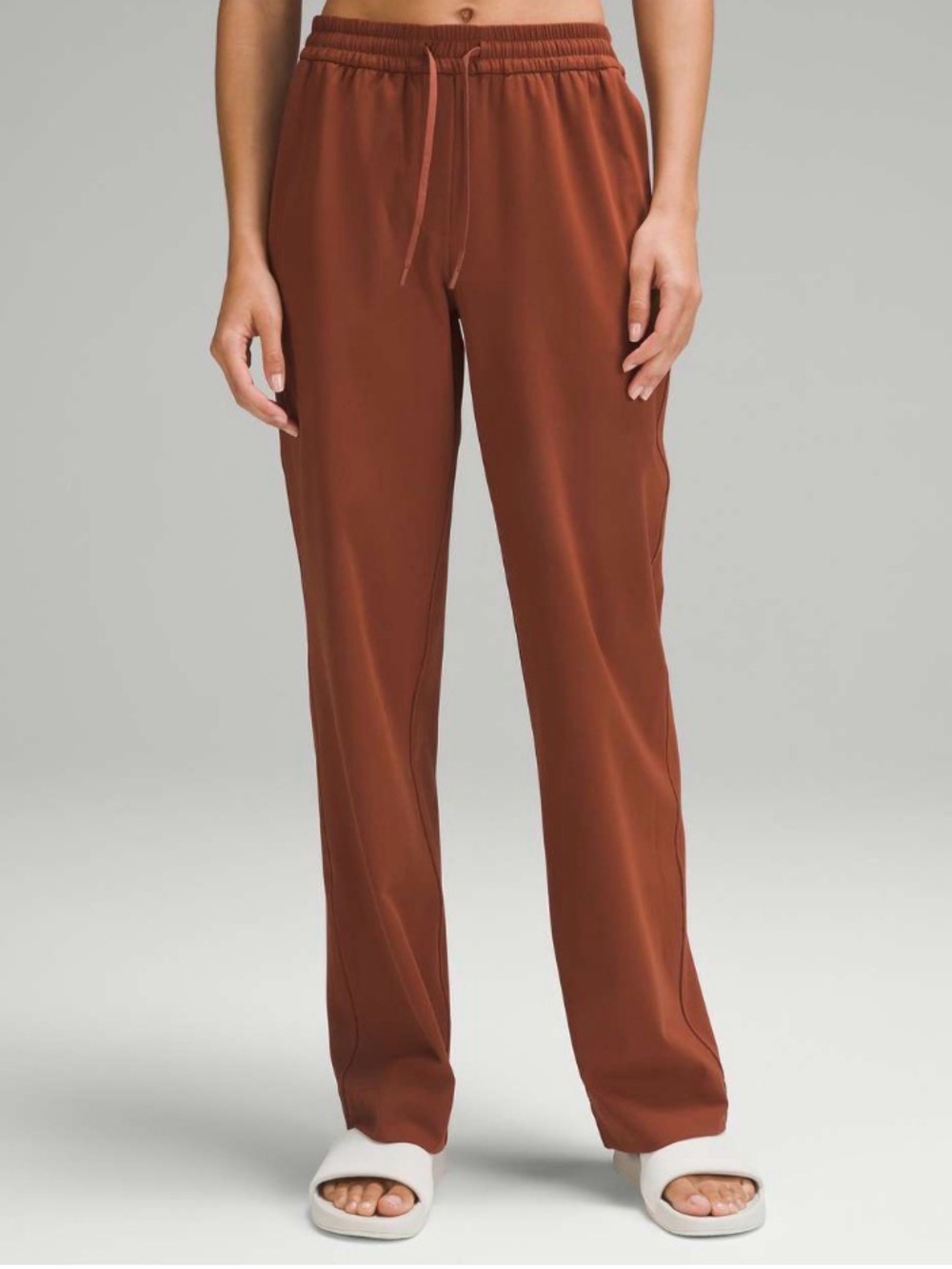 lululemon Women’s Straight-Leg, Mid-Rise Pant. Luxtreme in Dark Terracotta. S